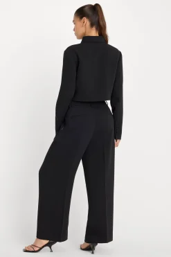luxe suiting high-rise cropped wide leg trouser