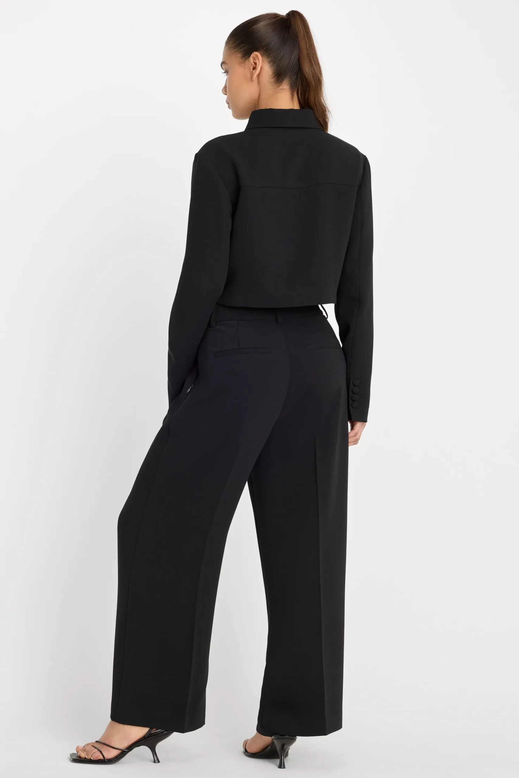 luxe suiting high-rise cropped wide leg trouser