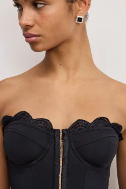matte jersey lace trim bustier