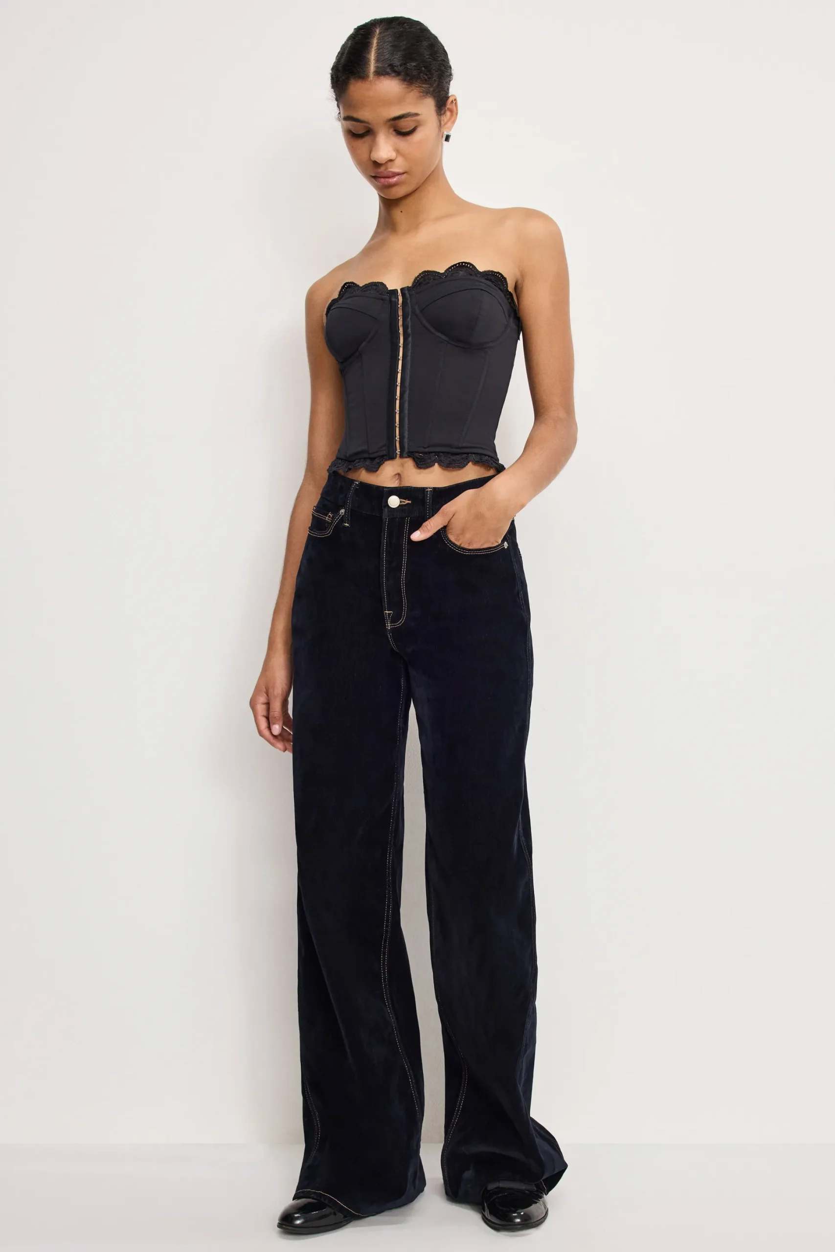 matte jersey lace trim bustier