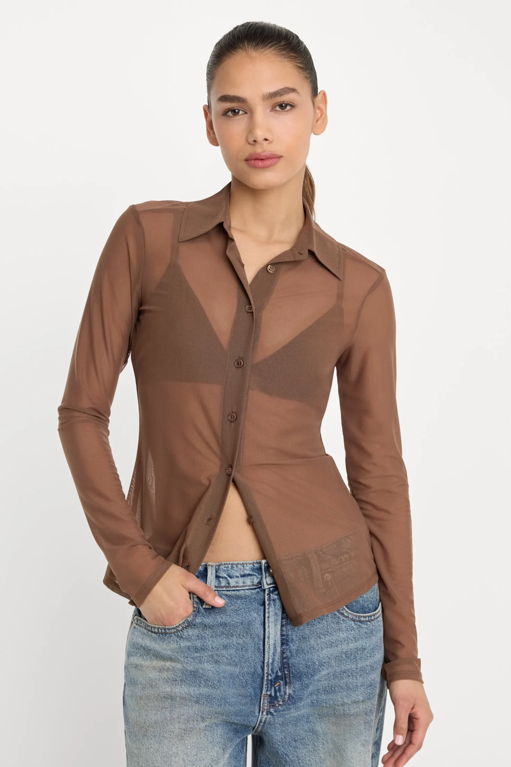 mesh button up top