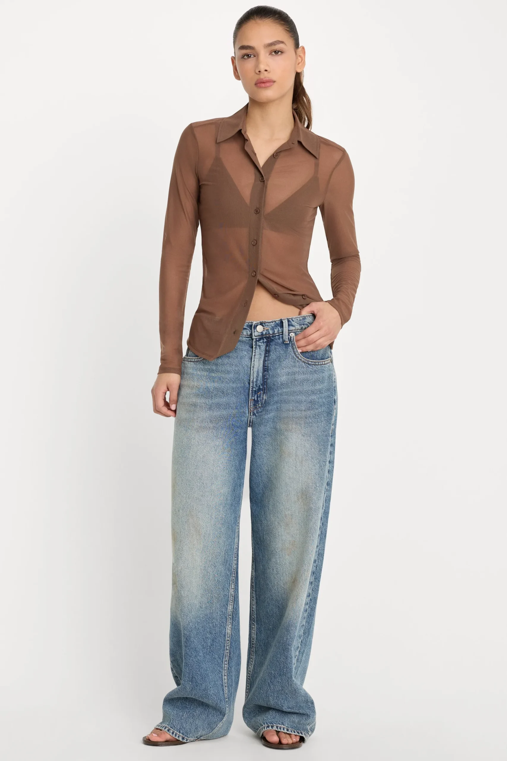 mesh button up top