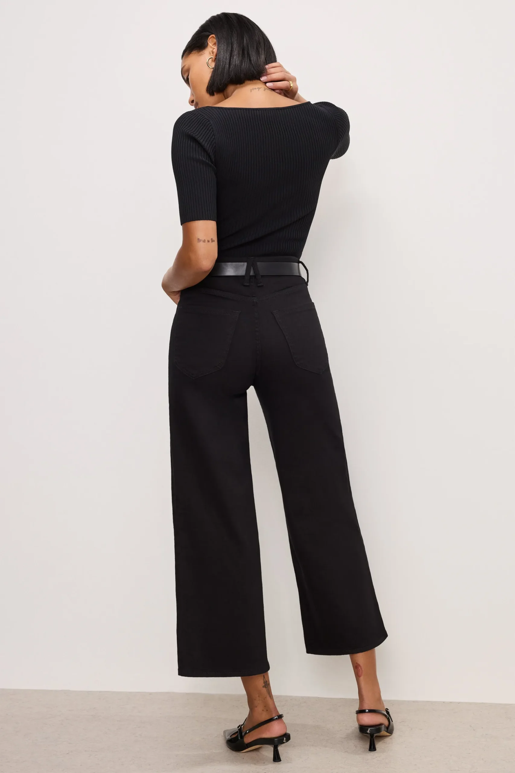 never fade good waist cropped palazzo jeans