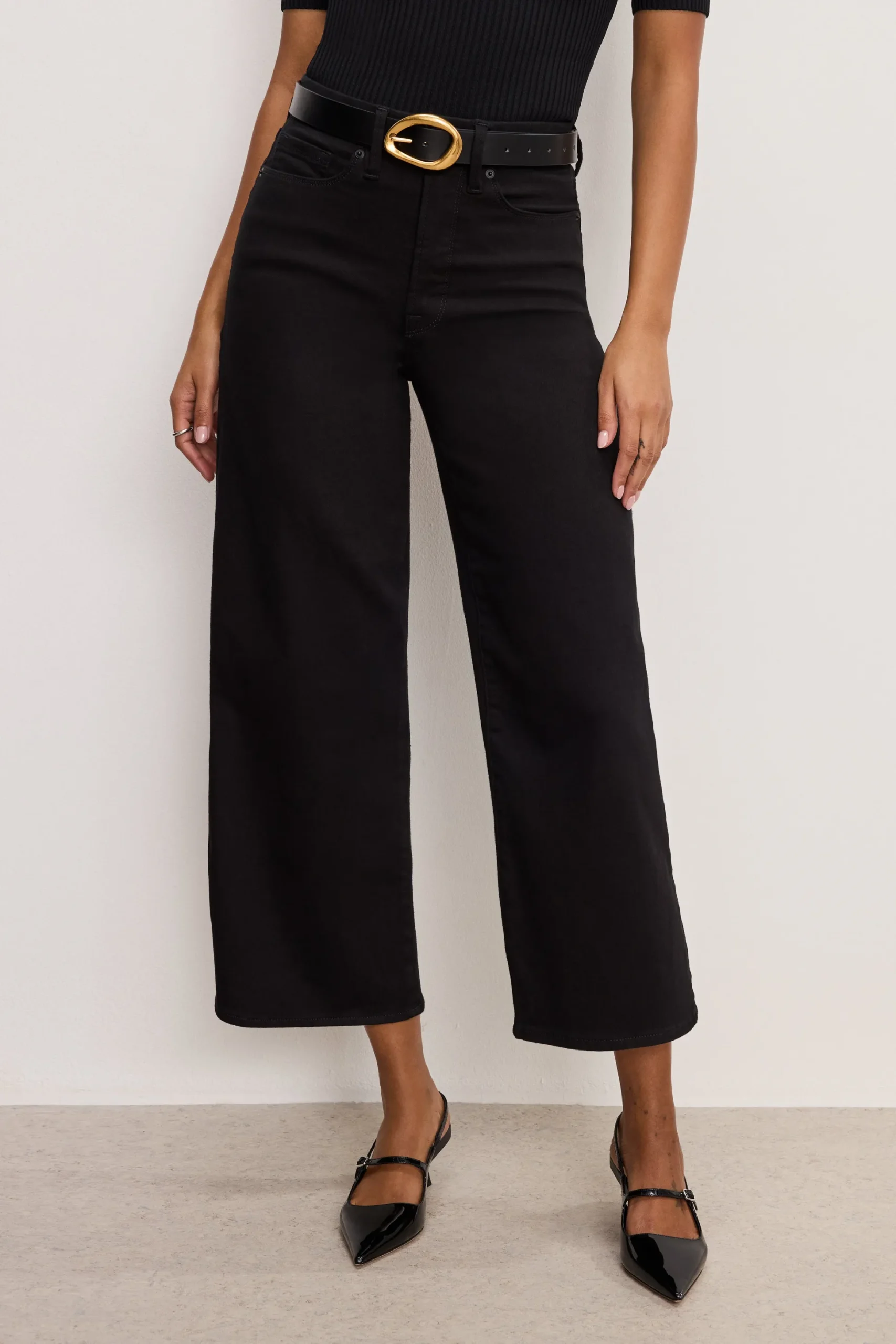 never fade good waist cropped palazzo jeans