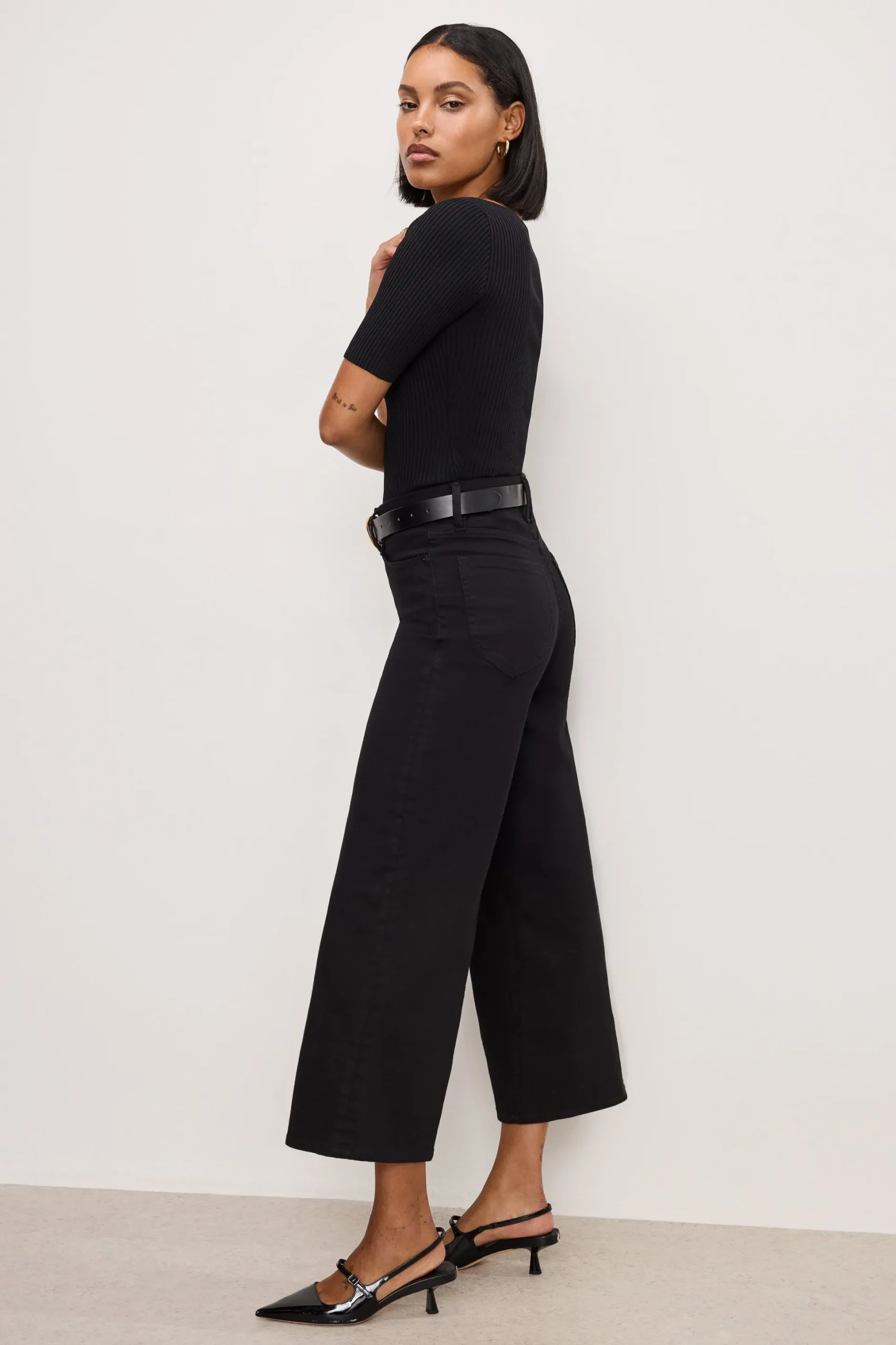 never fade good waist cropped palazzo jeans