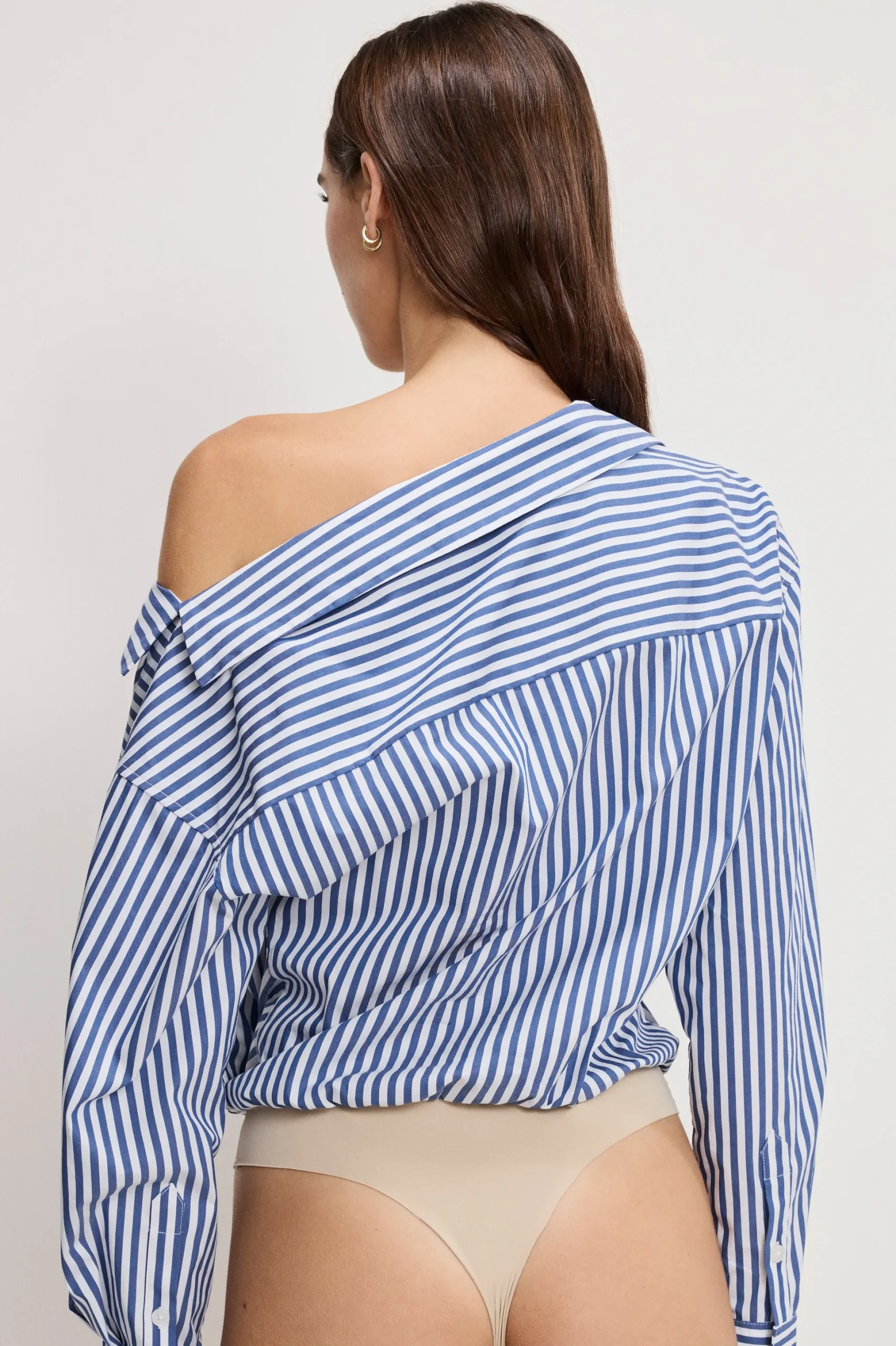 off-shoulder poplin bodysuit