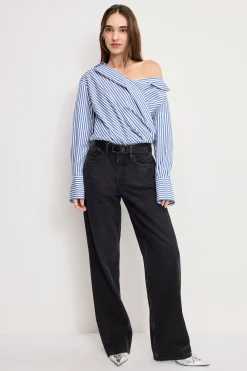 off-shoulder poplin bodysuit