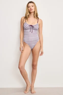 plaid drawstring swimsuit
