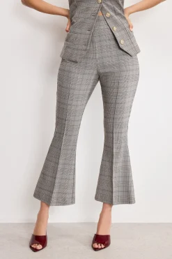 plaid pull on kick flare pants