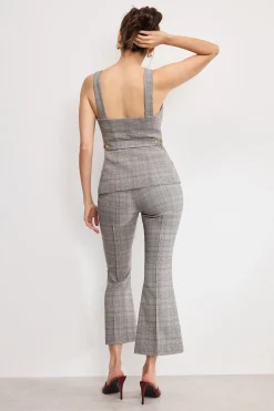 plaid pull on kick flare pants