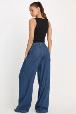 pleated high waisted wide leg trouser