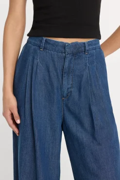 pleated high waisted wide leg trouser