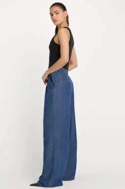 pleated high waisted wide leg trouser