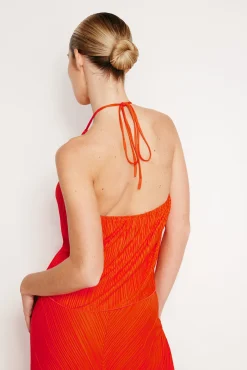 plisse halter top