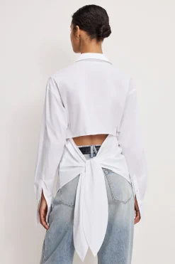 poplin tie back shirt