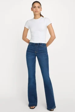 power stretch pull-on flare jeans