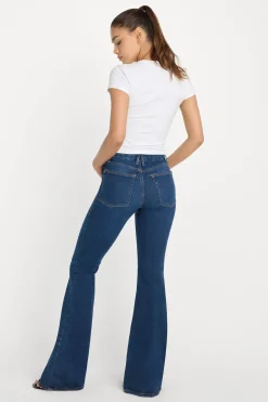 power stretch pull-on flare jeans