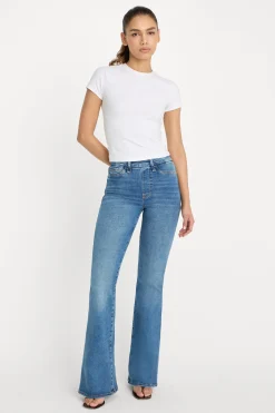 power stretch pull-on flare jeans
