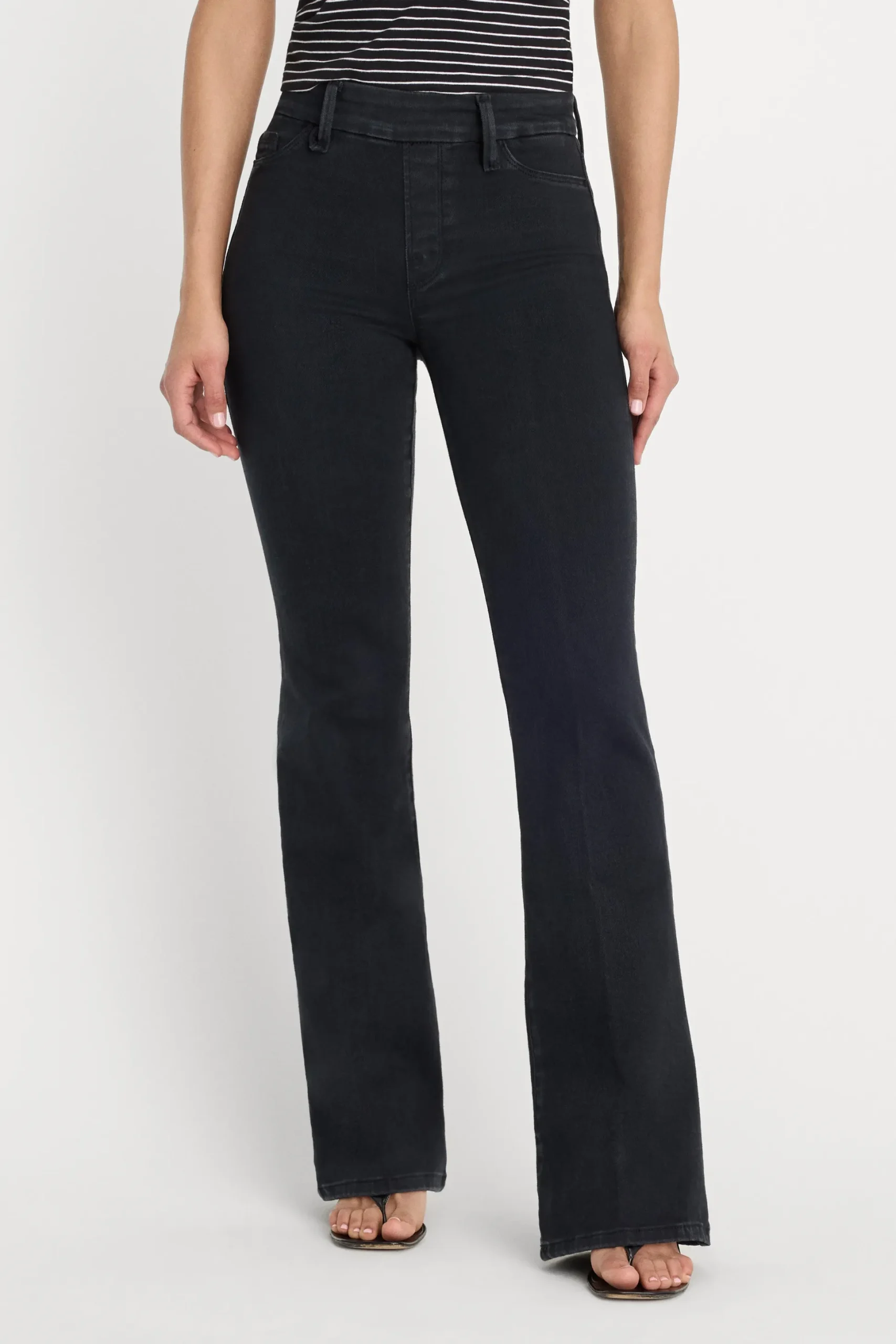 power stretch pull-on flare jeans