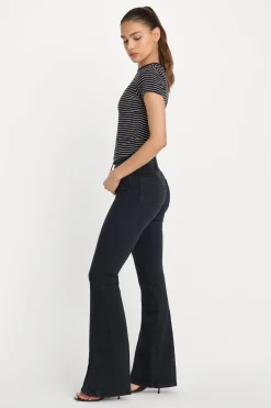 power stretch pull-on flare jeans