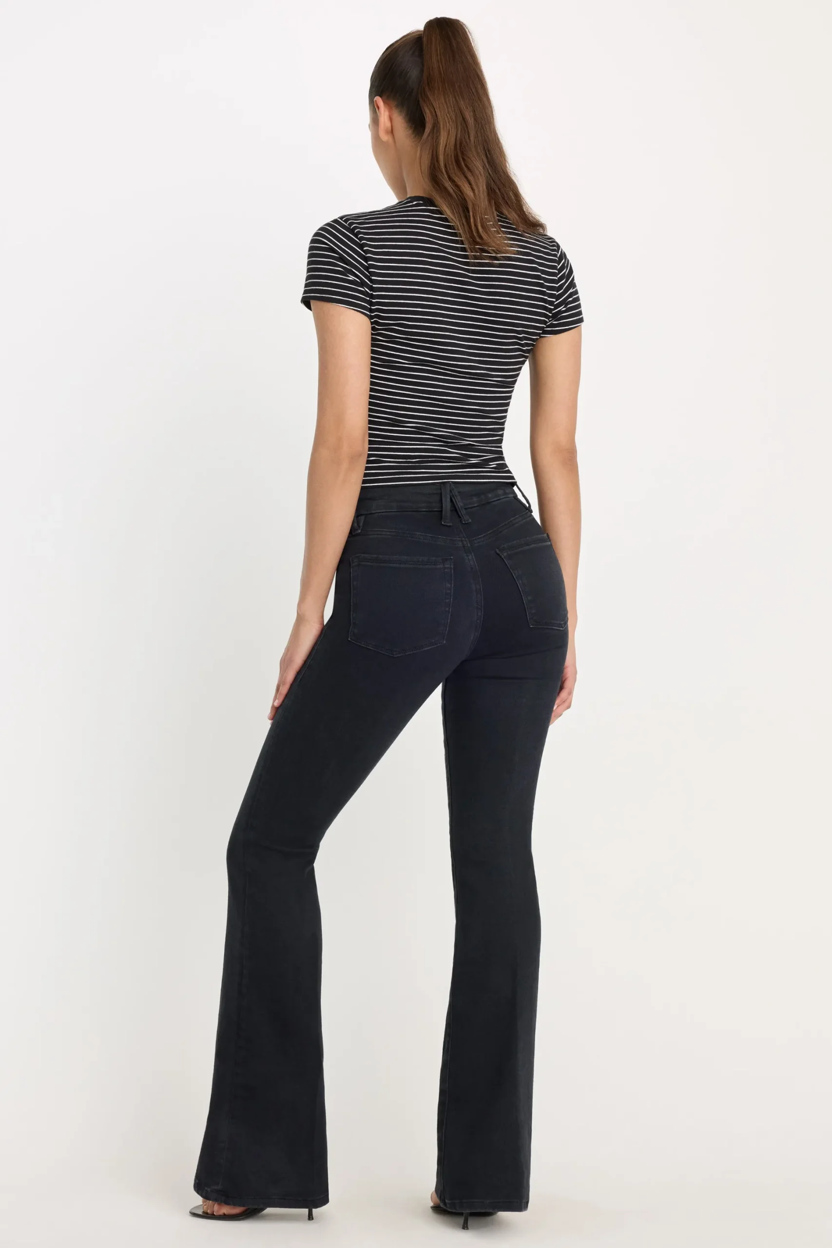 power stretch pull-on flare jeans