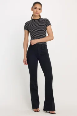 power stretch pull-on flare jeans