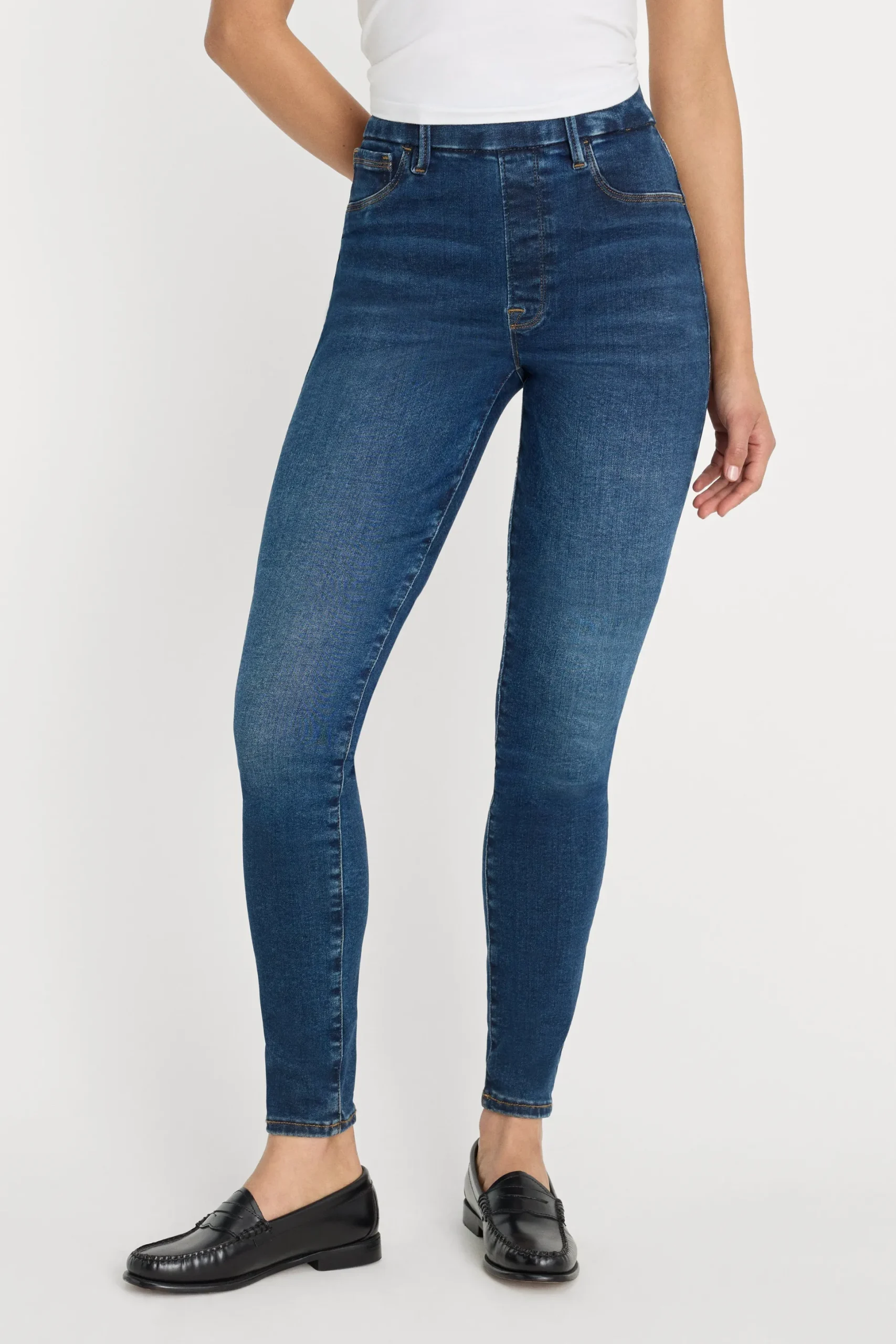 power stretch pull-on skinny jeans
