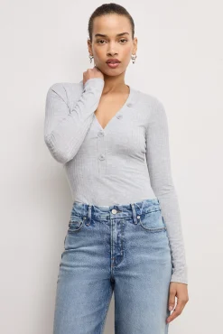ribbed henley bodysuit