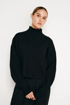 rib mock neck sweater