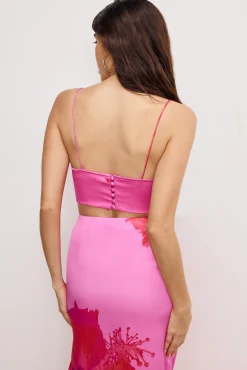 satin draped crop top