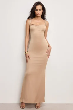 satin lace up maxi dress
