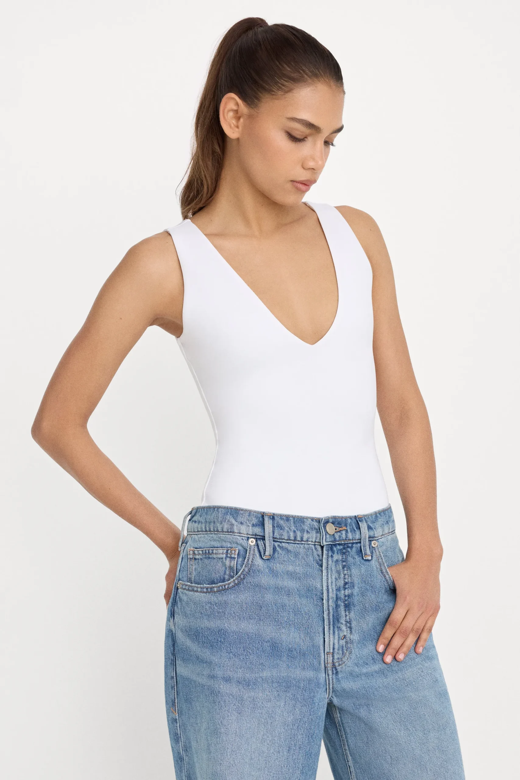 sculpting deep v bodysuit