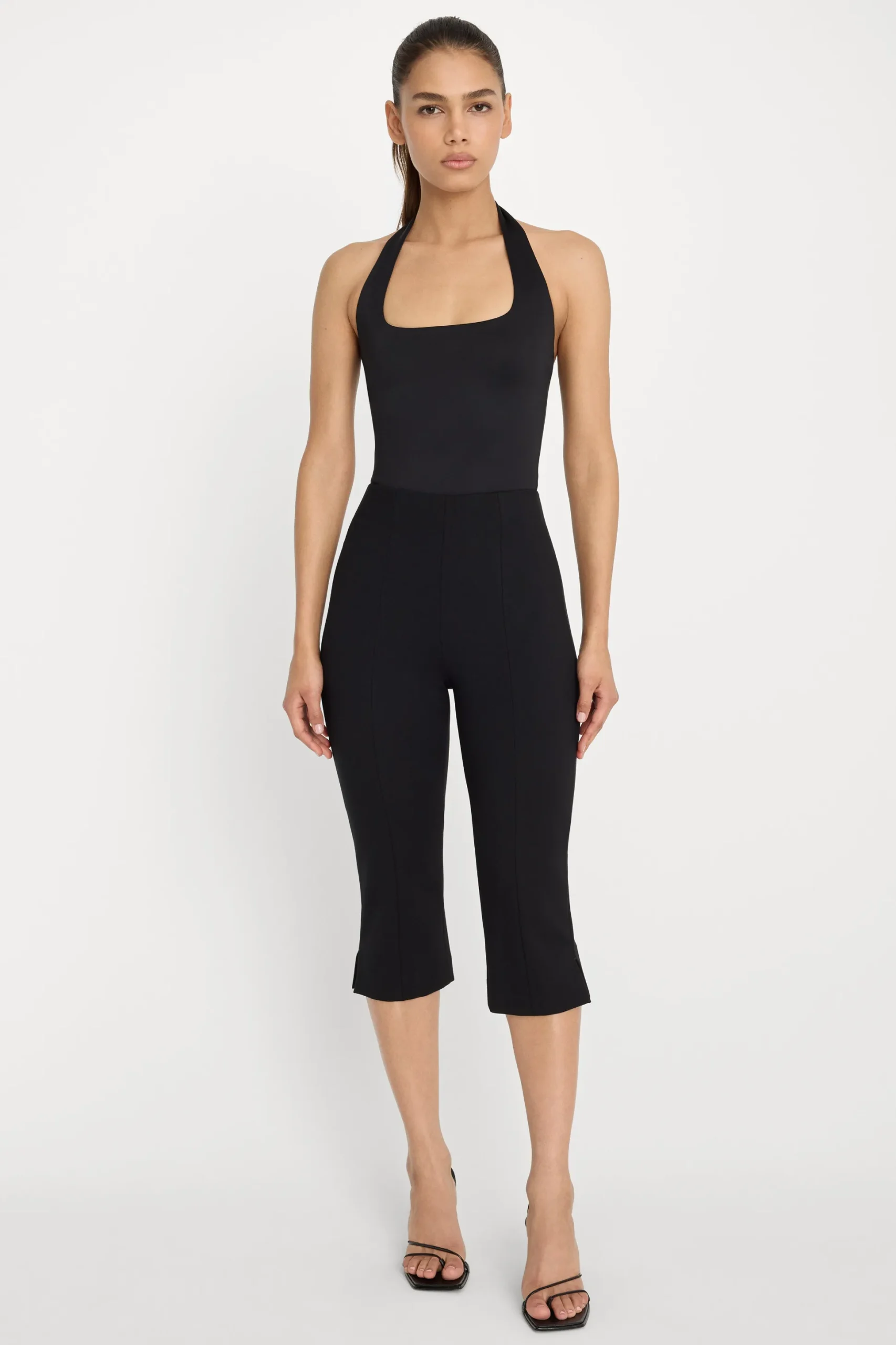 sculpting halter square neck bodysuit