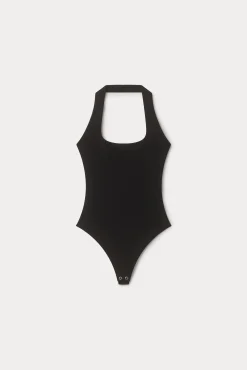 sculpting halter square neck bodysuit