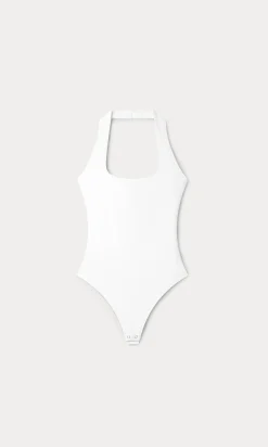 sculpting halter square neck bodysuit