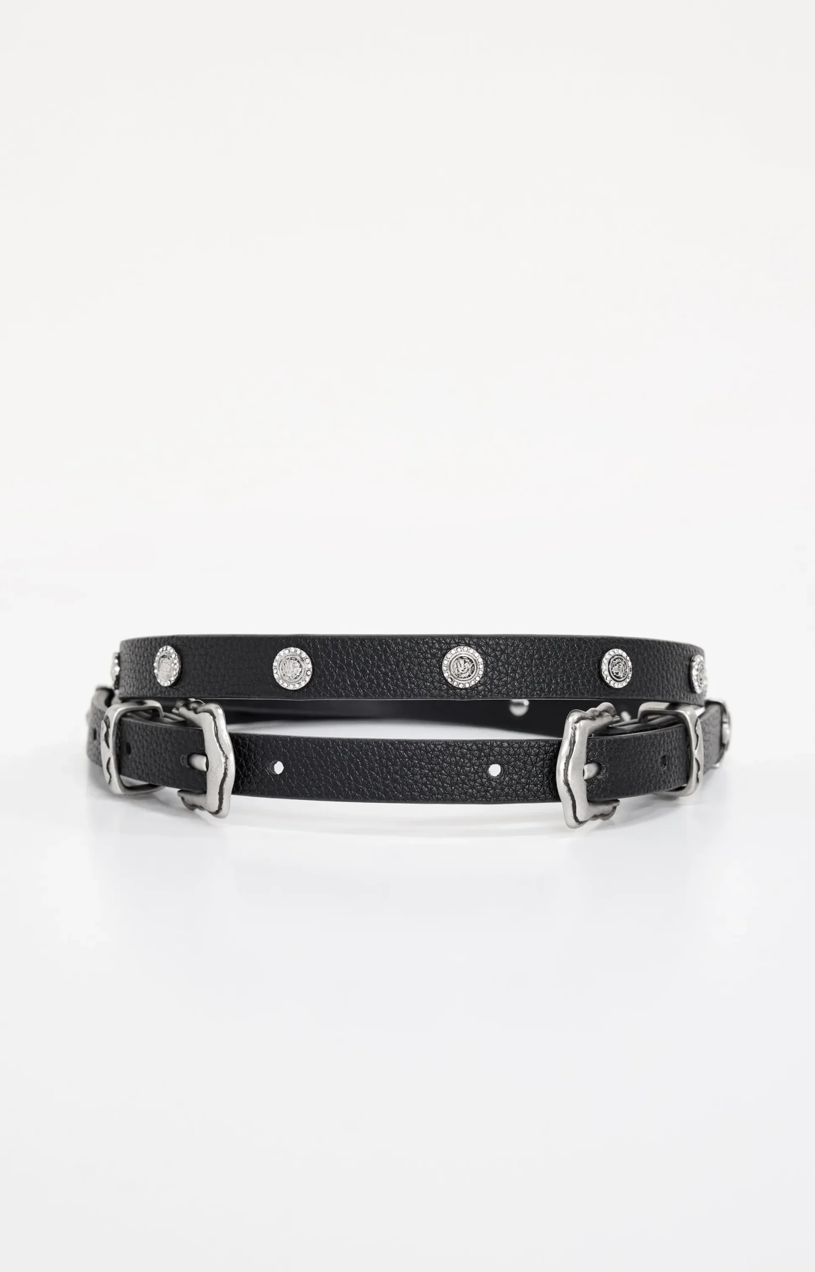 skinny double buckle belt
