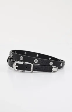 skinny double buckle belt