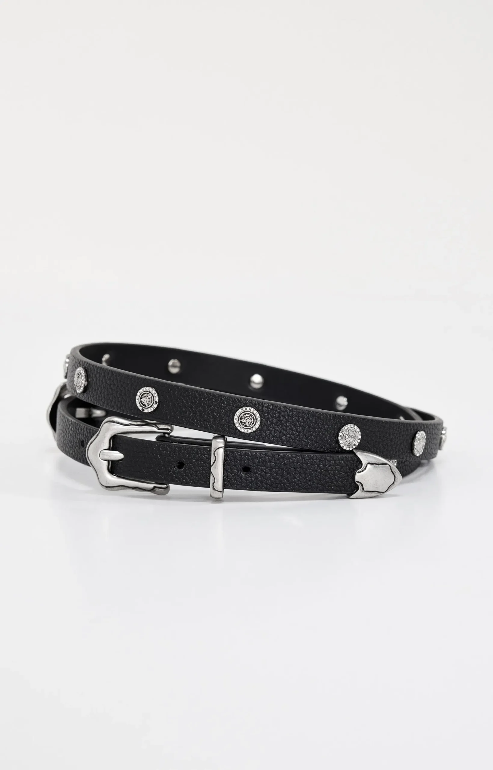 skinny double buckle belt