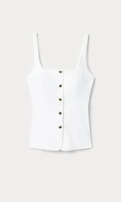 sleeveless denim button front top