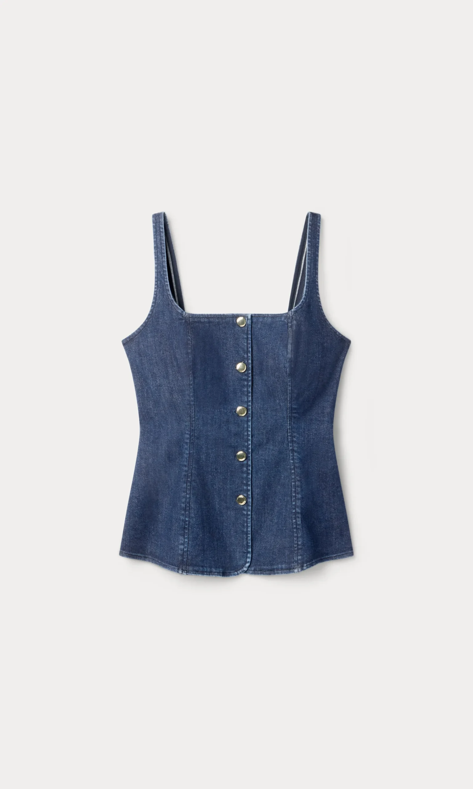 sleeveless denim button front top