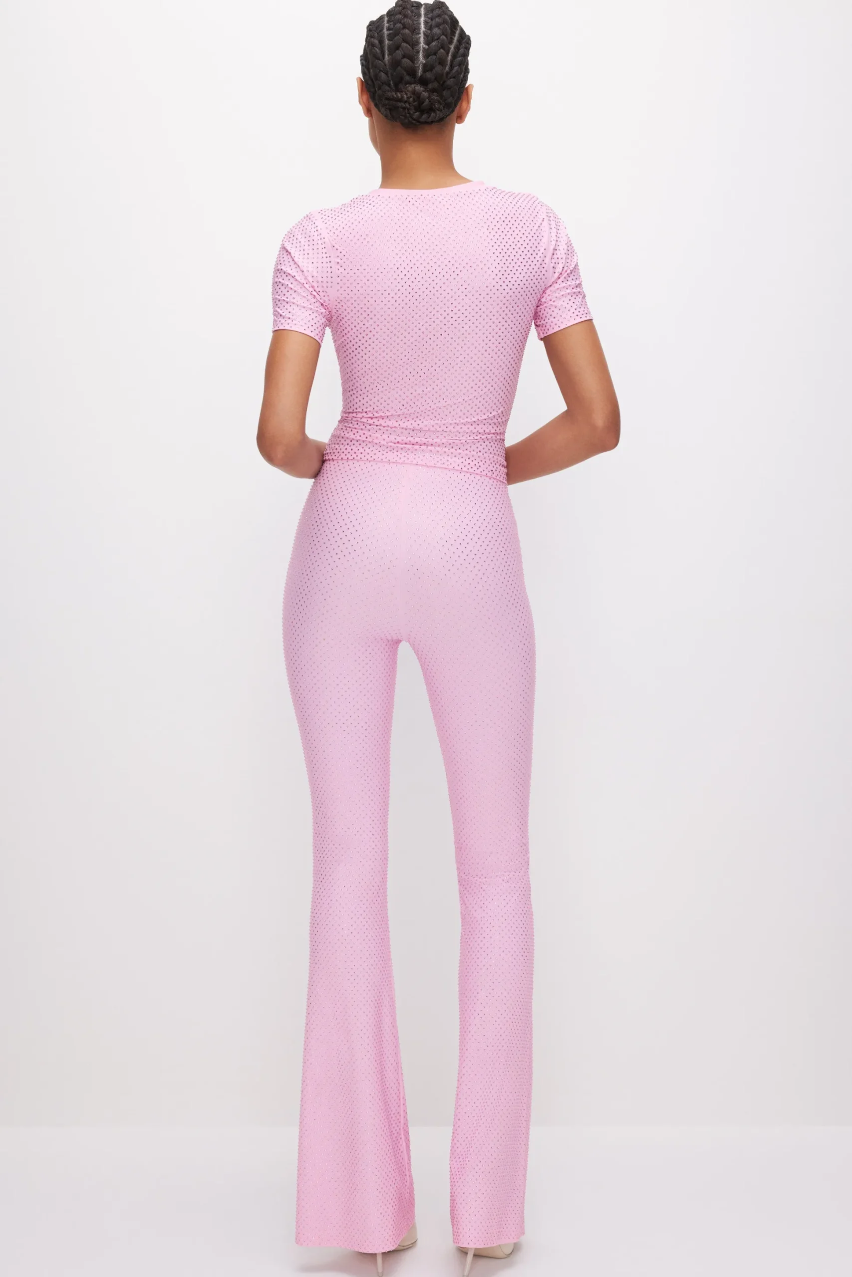 smooth matte crystal pull-on flares