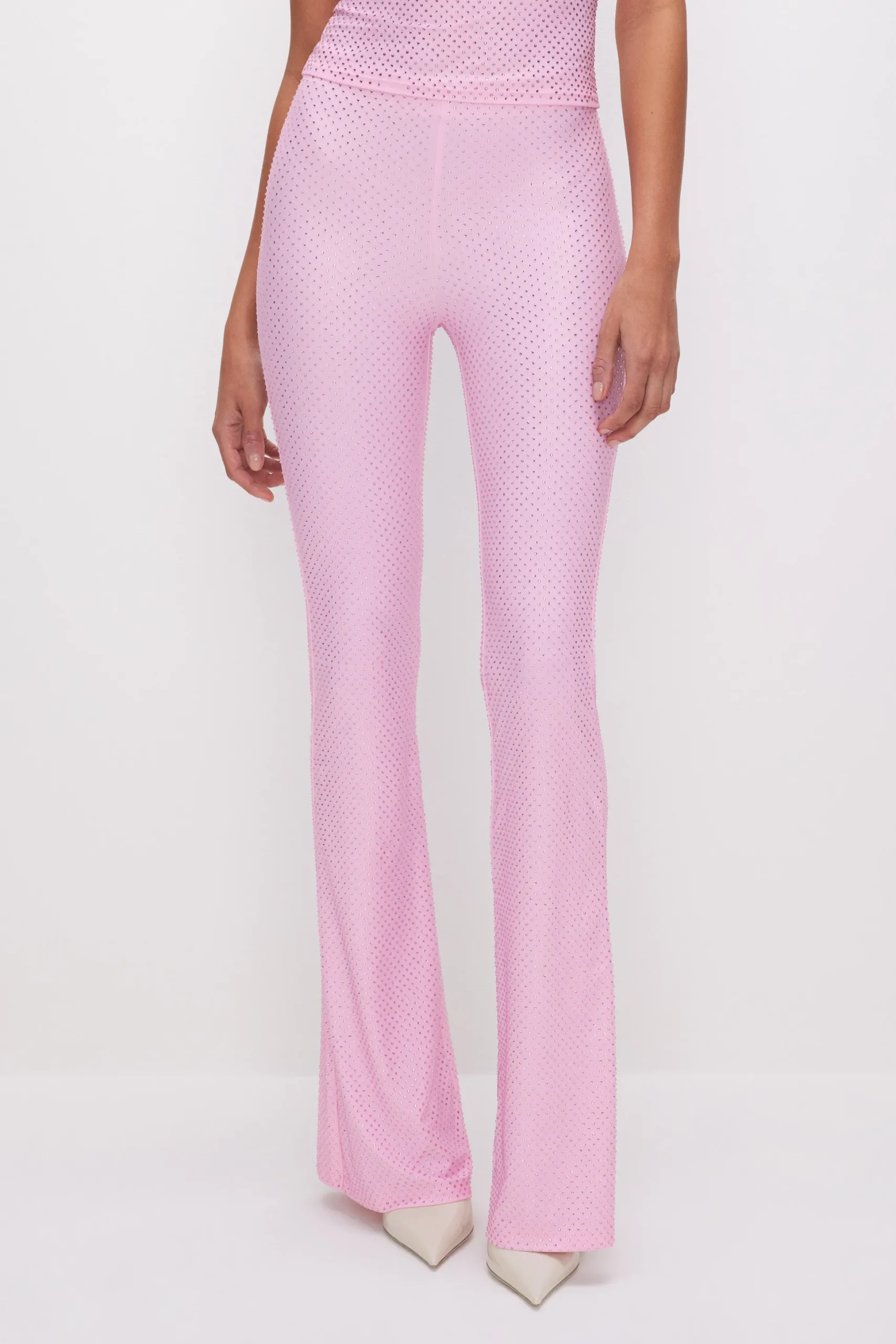 smooth matte crystal pull-on flares