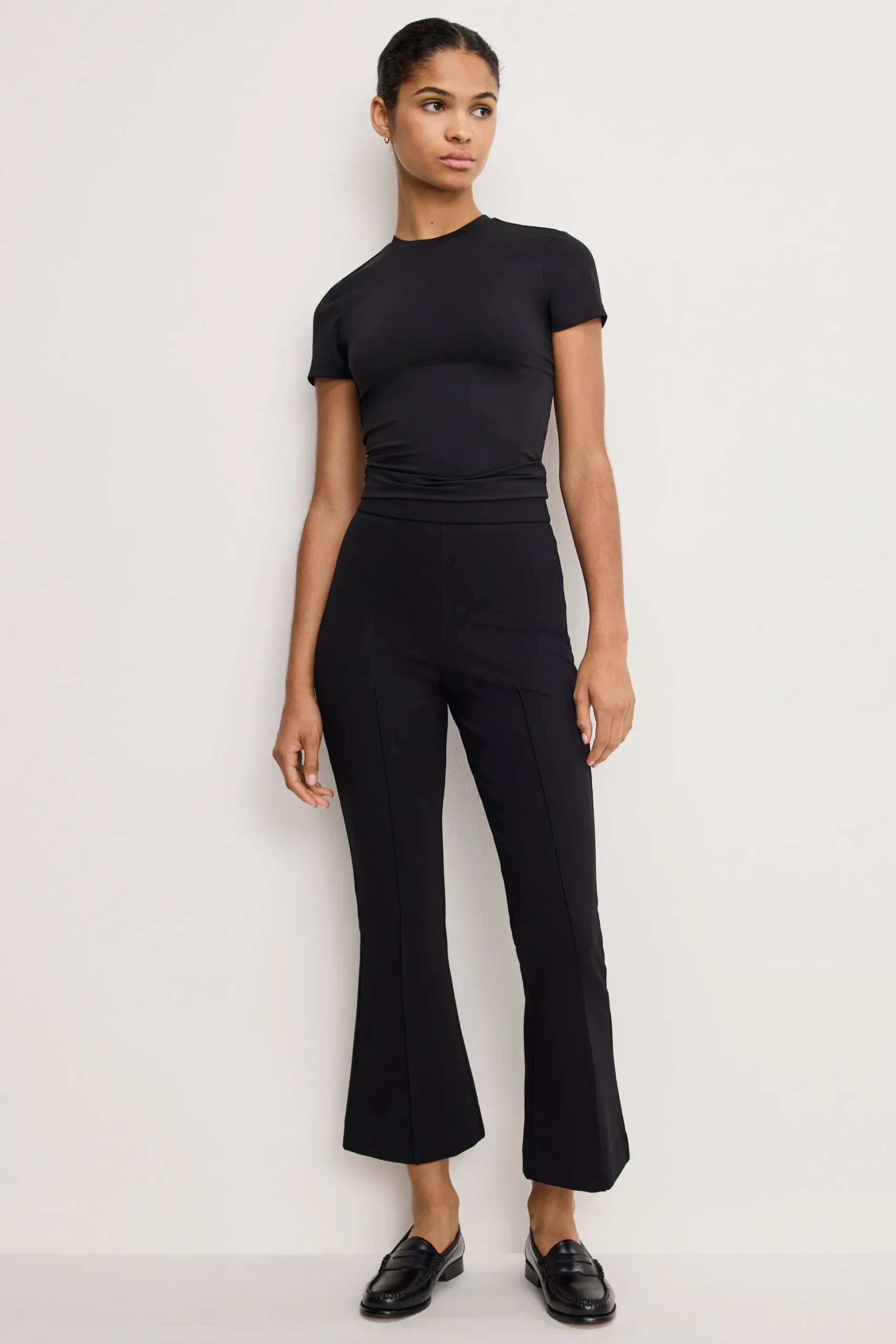 soft stretch ponte kick flare pants
