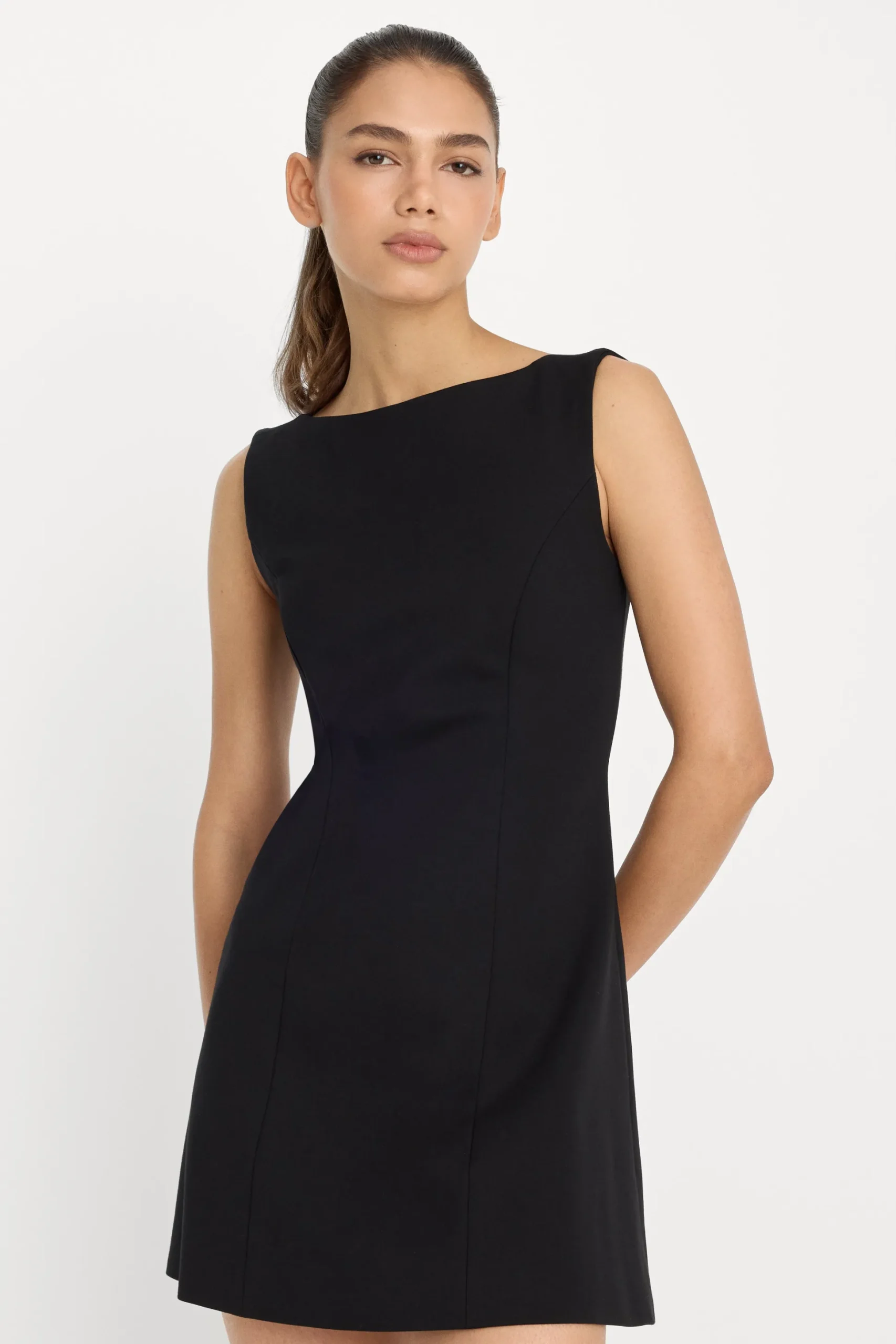 soft stretch ponte mini dress
