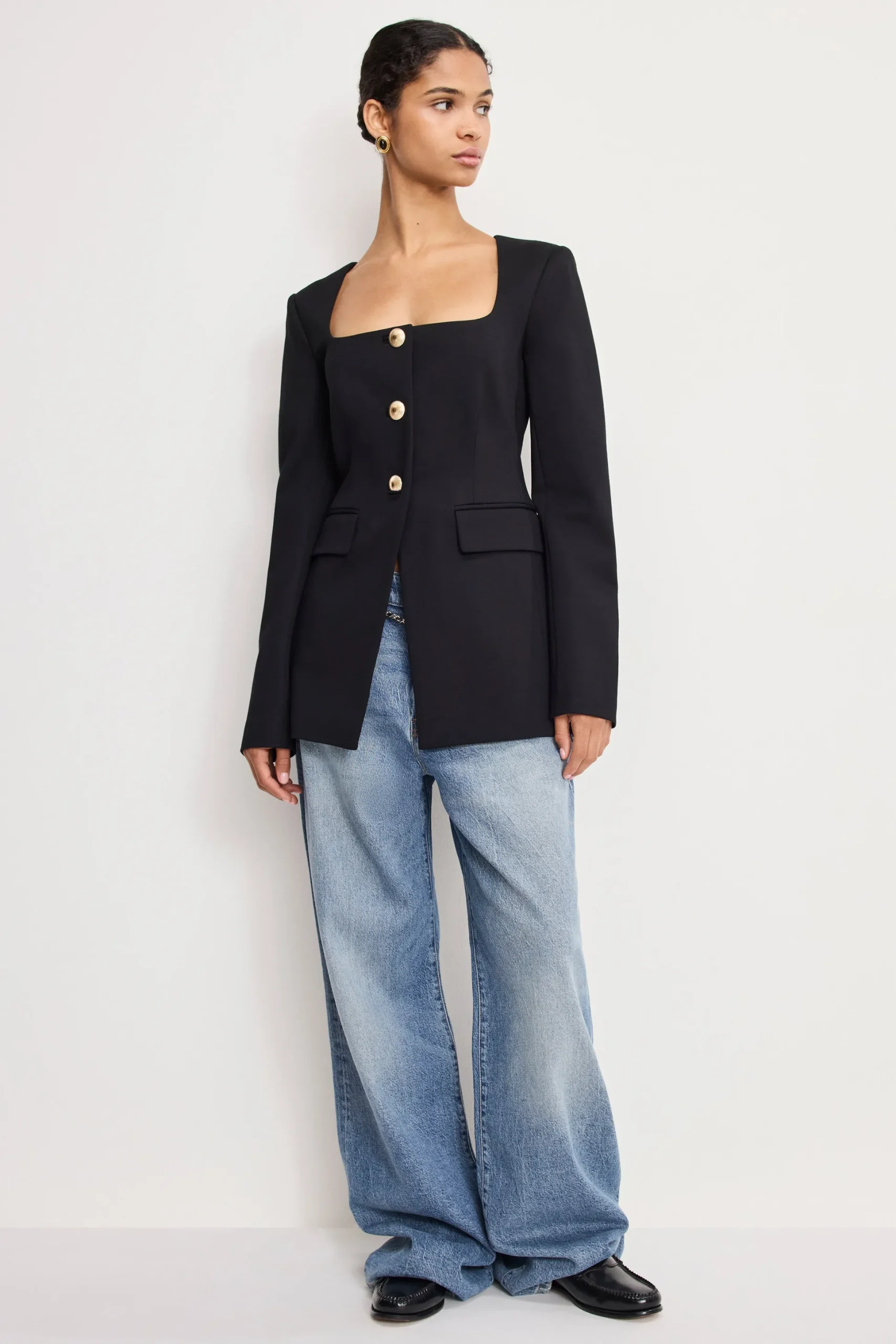 soft stretch ponte sculpted blazer