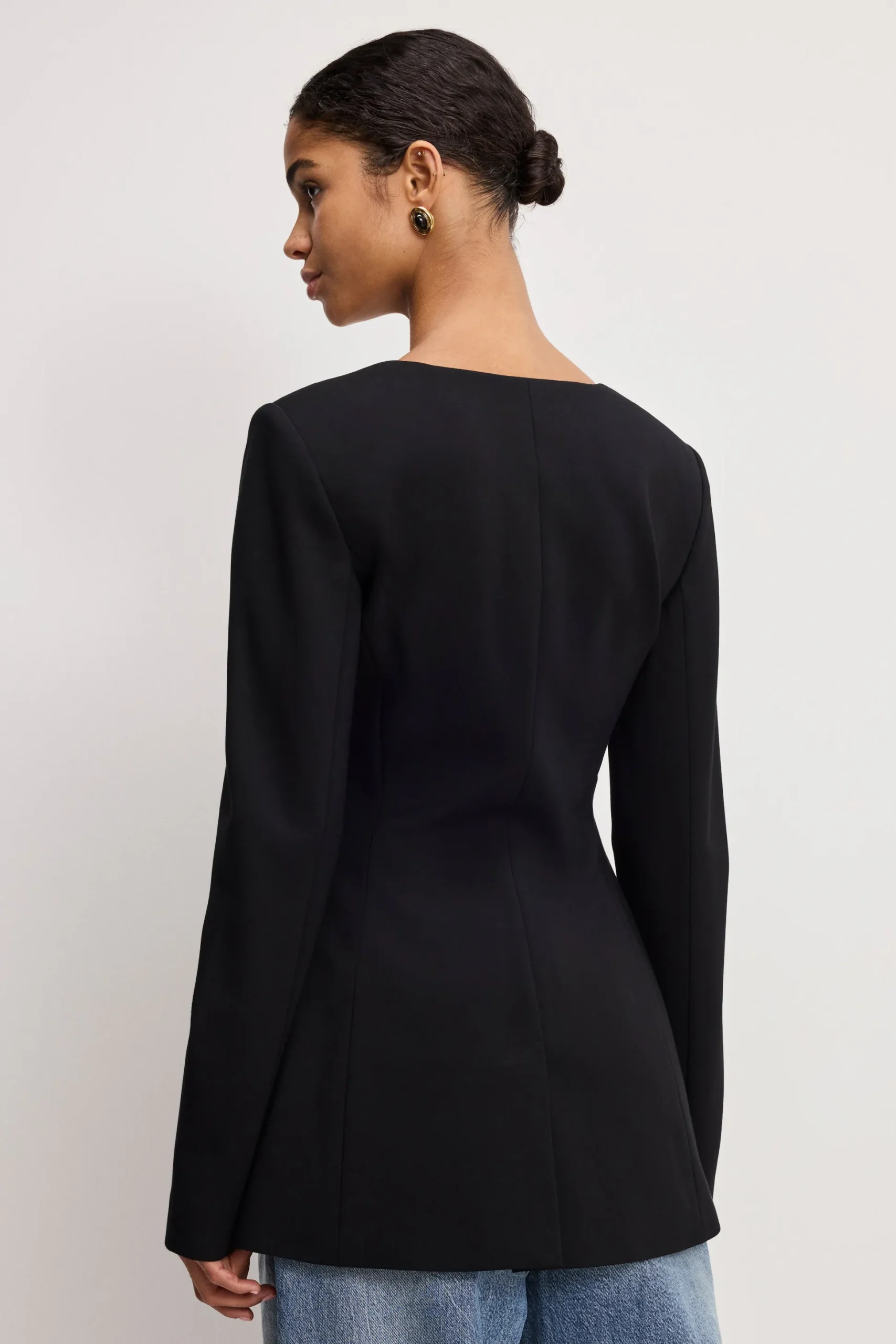 soft stretch ponte sculpted blazer