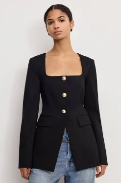 soft stretch ponte sculpted blazer