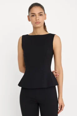 soft stretch ponte straight neck top