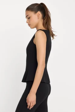 soft stretch ponte straight neck top