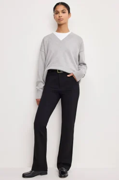 soft stretch ponte straight trousers